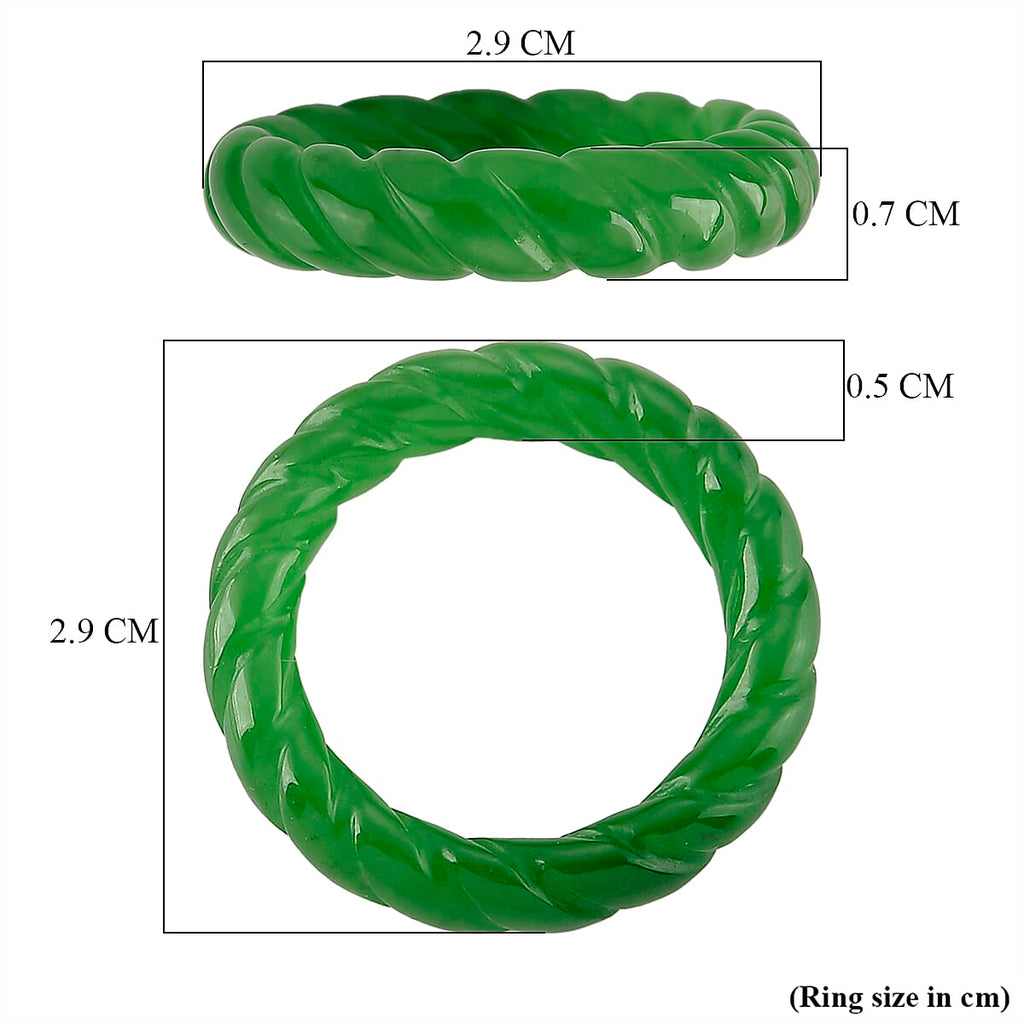 Green Jade Curving Cut Band Ring 20.00 Ct.
