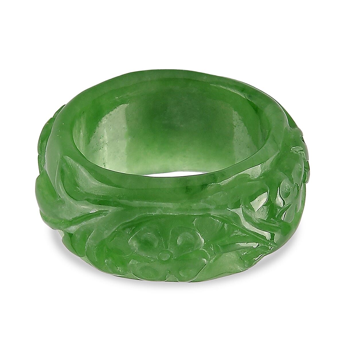 Green Jade Curving Cut Floral Band Ring 30.00 Ct. 8486635 0