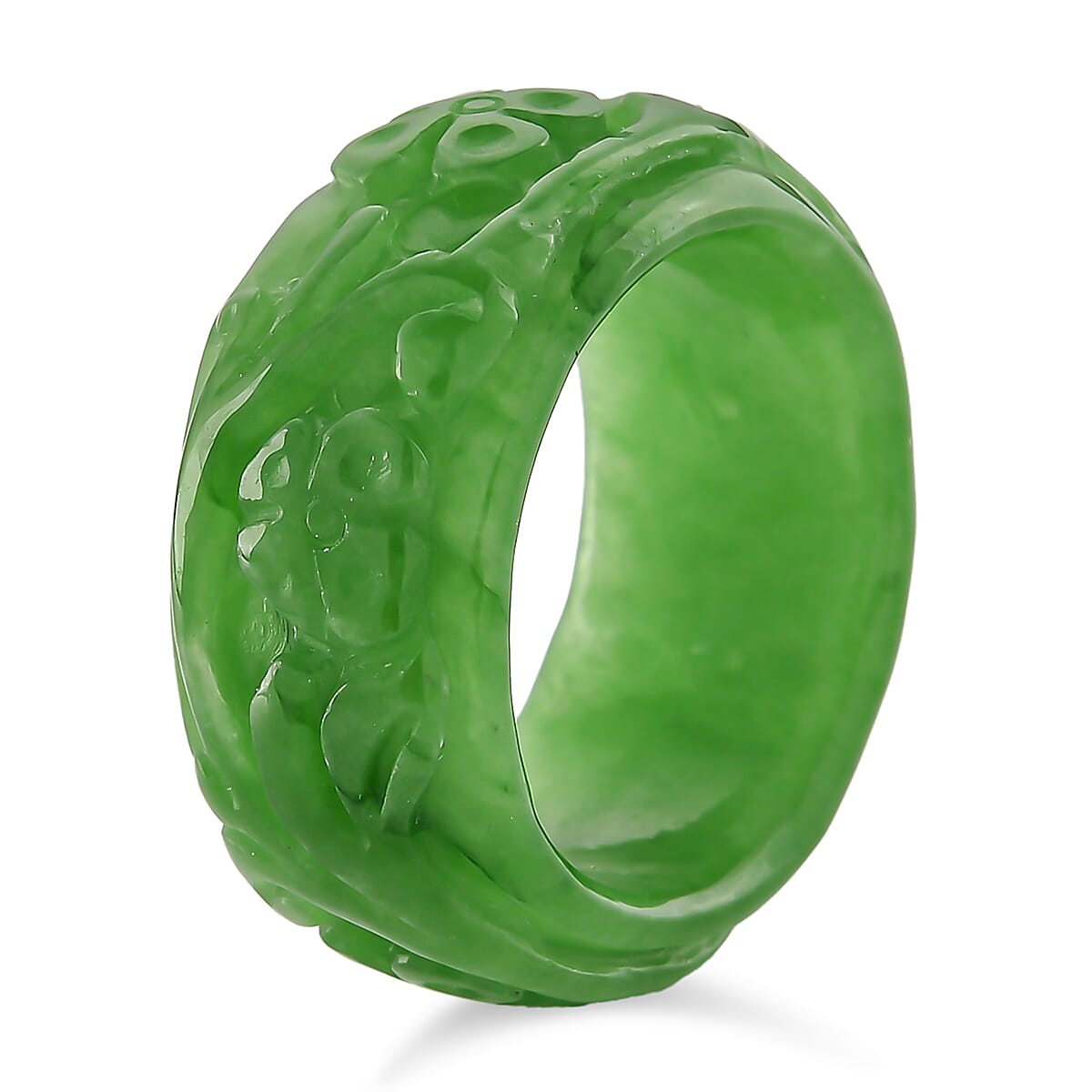 Green Jade Curving Cut Floral Band Ring 30.00 Ct. 8486635 4