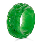 Green Jade Curving Cut Floral Band Ring 30.00 Ct.