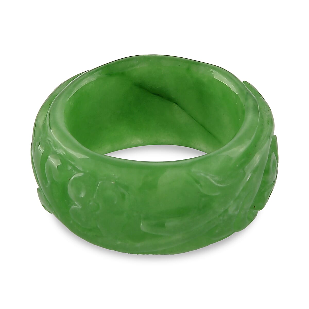 Green Jade Curving Cut Floral Band Ring 30.00 Ct. 8486635 5