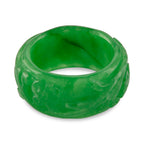 Green Jade Curving Cut Floral Band Ring 30.00 Ct.