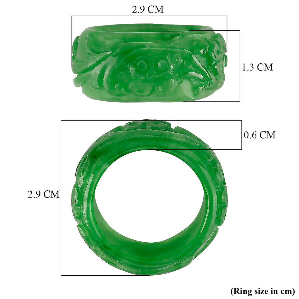 Green Jade Curving Cut Floral Band Ring 30.00 Ct.