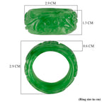 Green Jade Curving Cut Floral Band Ring 30.00 Ct.