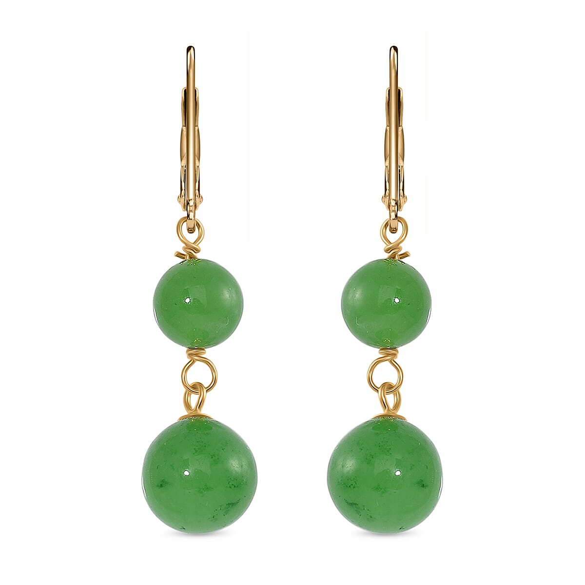 Enhanced Green Jade Earring with Lever Back in Yellow Gold Plated Sterling Silver 23.00 Ct. 8111669 0