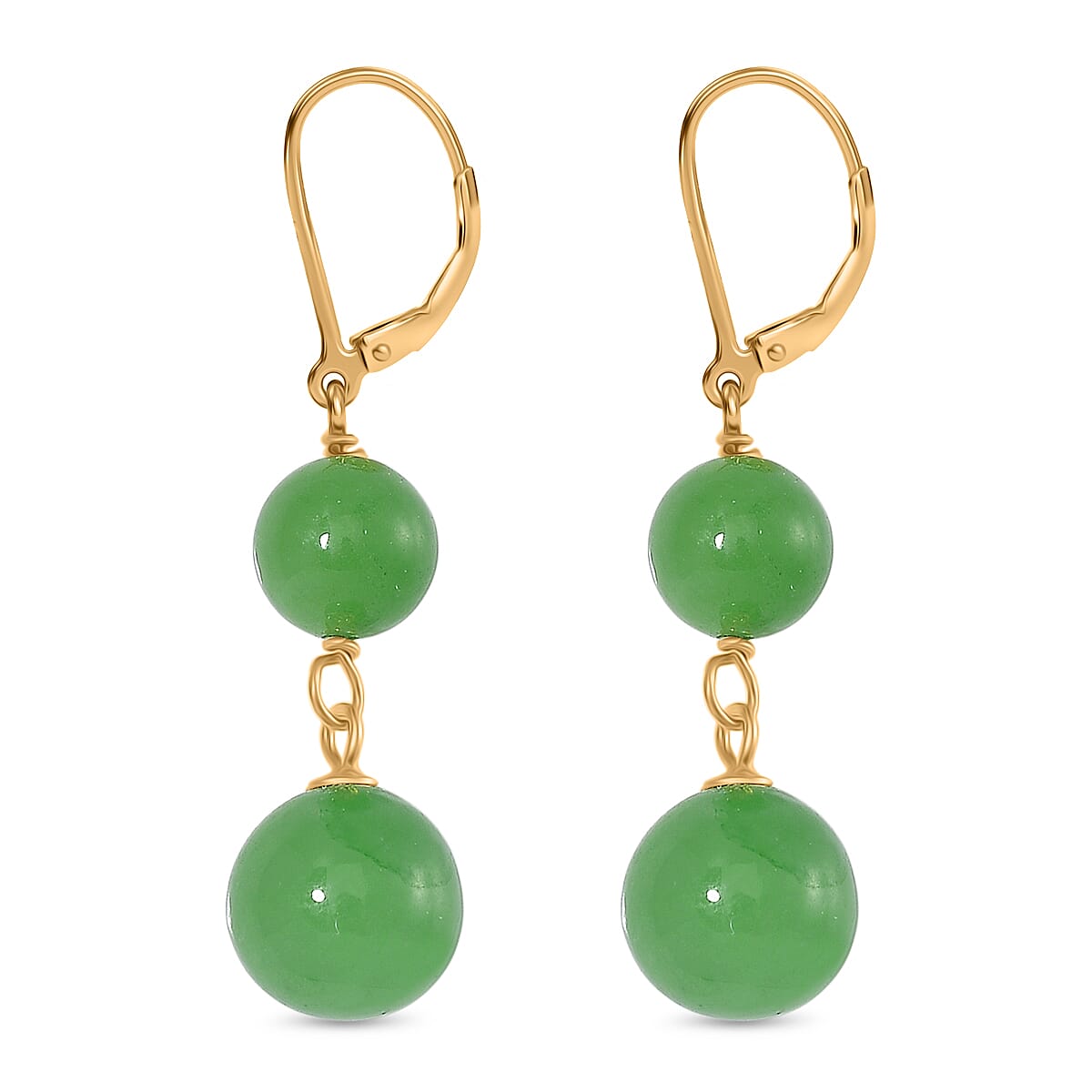 Enhanced Green Jade Earring with Lever Back in Yellow Gold Plated Sterling Silver 23.00 Ct. 8111669 4