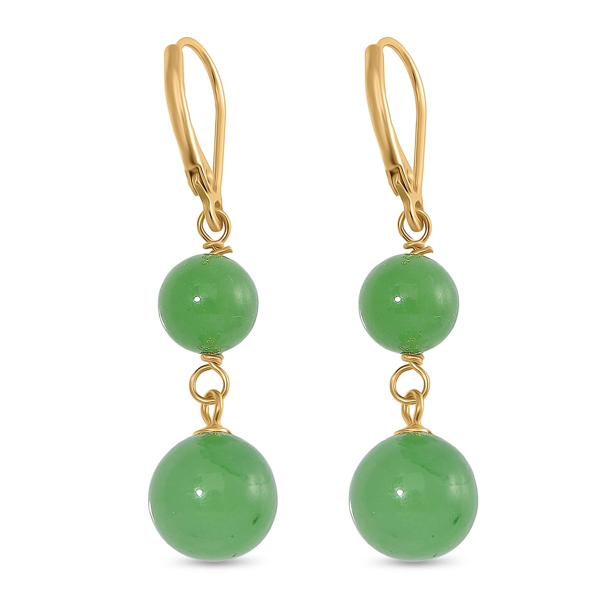 Enhanced Green Jade Earring with Lever Back in Yellow Gold Plated Sterling Silver 23.00 Ct. 8111669 5