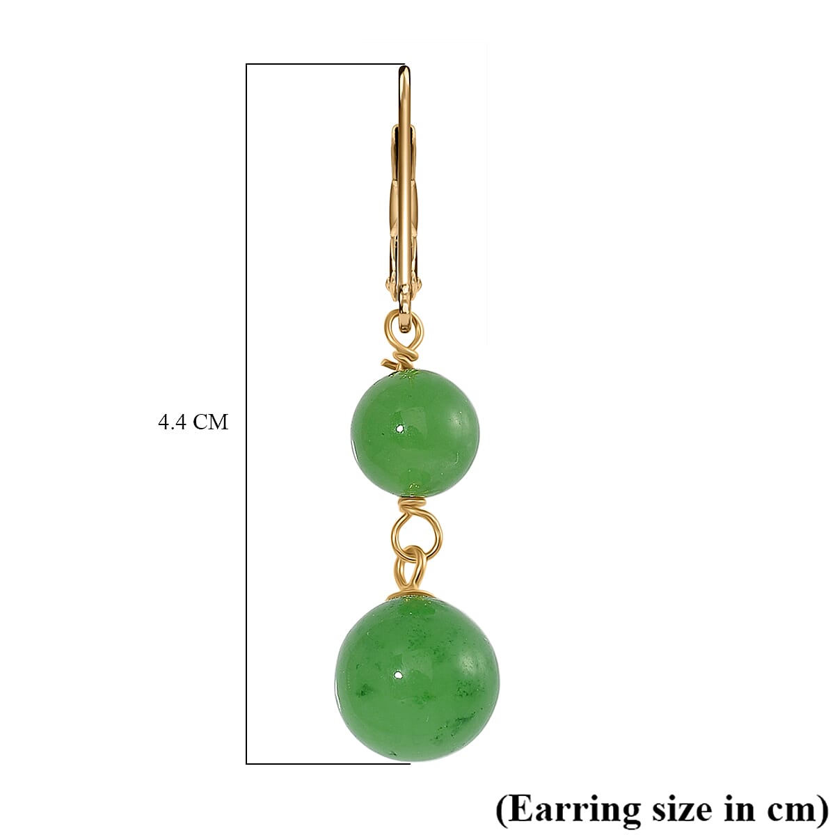 Enhanced Green Jade Earring with Lever Back in Yellow Gold Plated Sterling Silver 23.00 Ct. 8111669 6