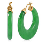 Green Jade Circle Earrings in Yellow Gold Plated Sterling Silver 70.00 Ct.