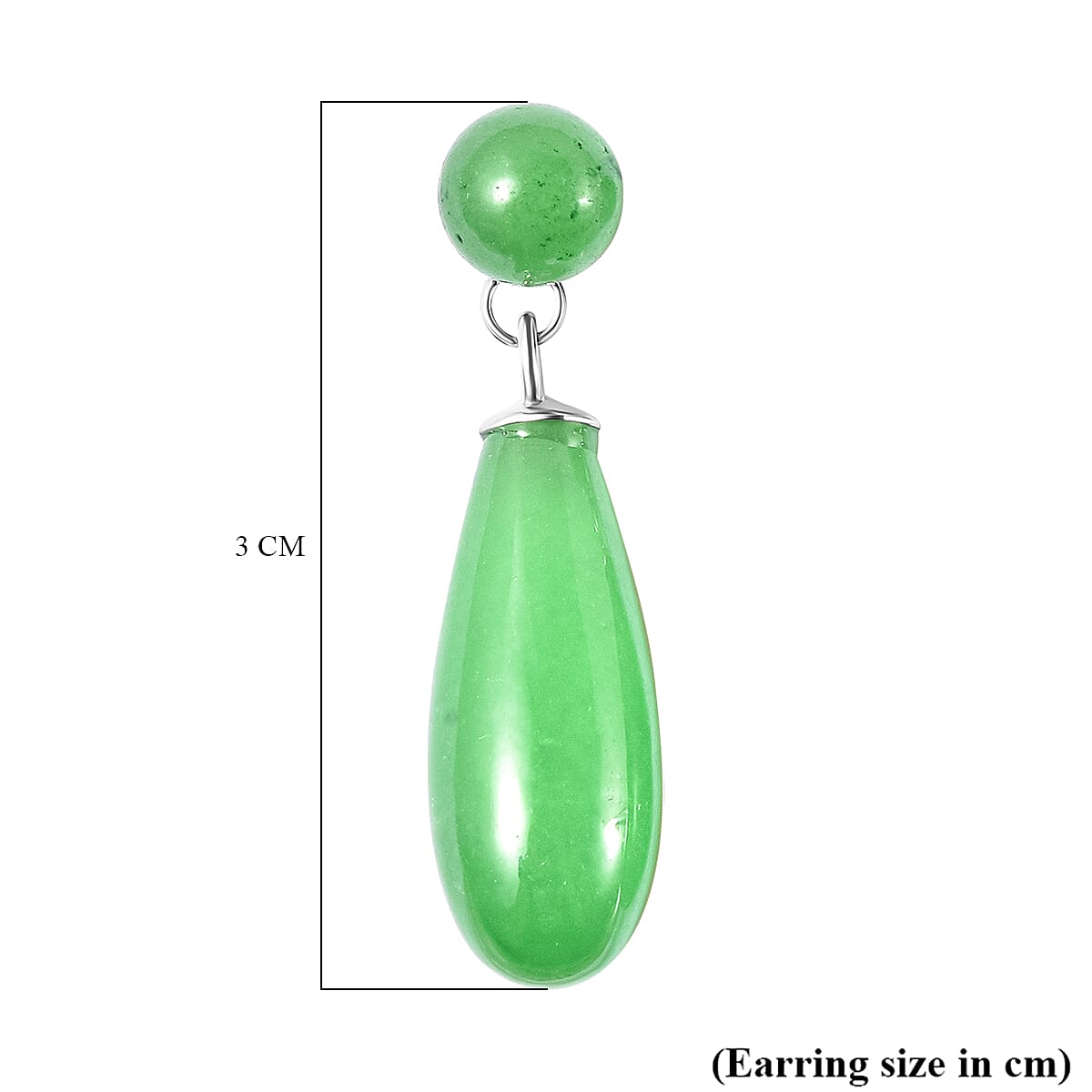 Green Jade Drop Earrings in Rhodium Overlay Sterling Silver 26.00 Ct 7758906 5