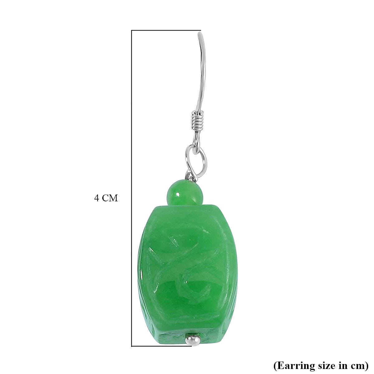 Green Jadeite Jade Earrings in Rhodium Overlay Sterling Silver 55.00 Ct. 7694112 4