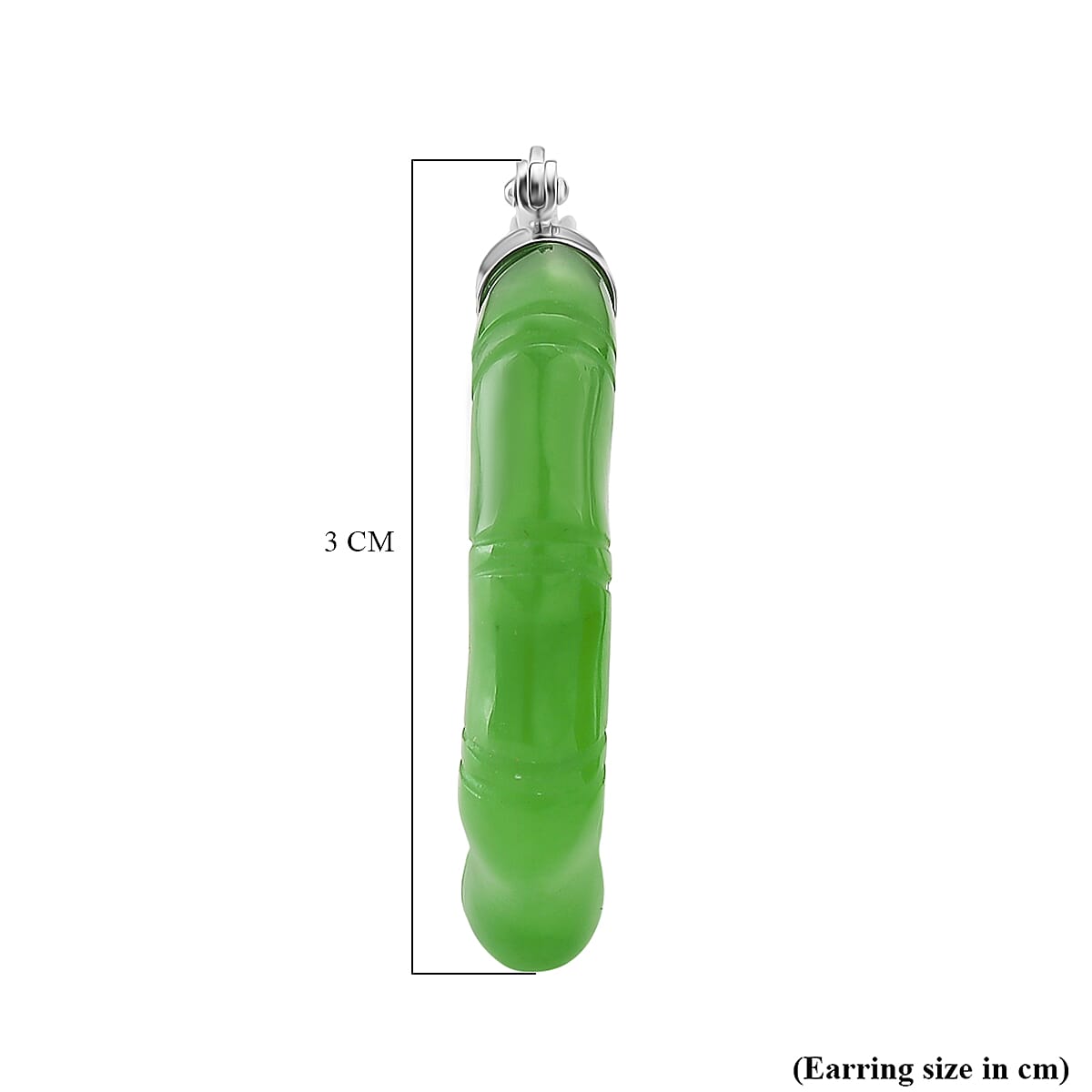 Enhanced Green Jade Hoop Earring with Clasp in Rhodium Overlay Sterling Silver 8166565 5