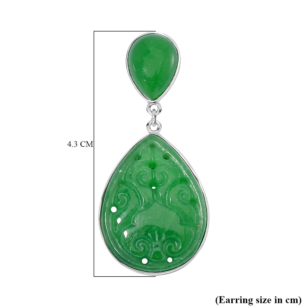 Green Carved Jade Dangle Earrings in Rhodium Overlay Sterling Silver 7824451 6