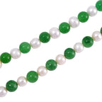 Enhanced Green Jade & Fresh Water Pearl Necklace (Size - 20) in Rhodium Overlay Sterling Silver 200.00 Ct.