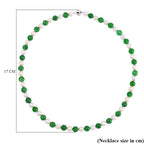 Enhanced Green Jade & Fresh Water Pearl Necklace (Size - 20) in Rhodium Overlay Sterling Silver 200.00 Ct.