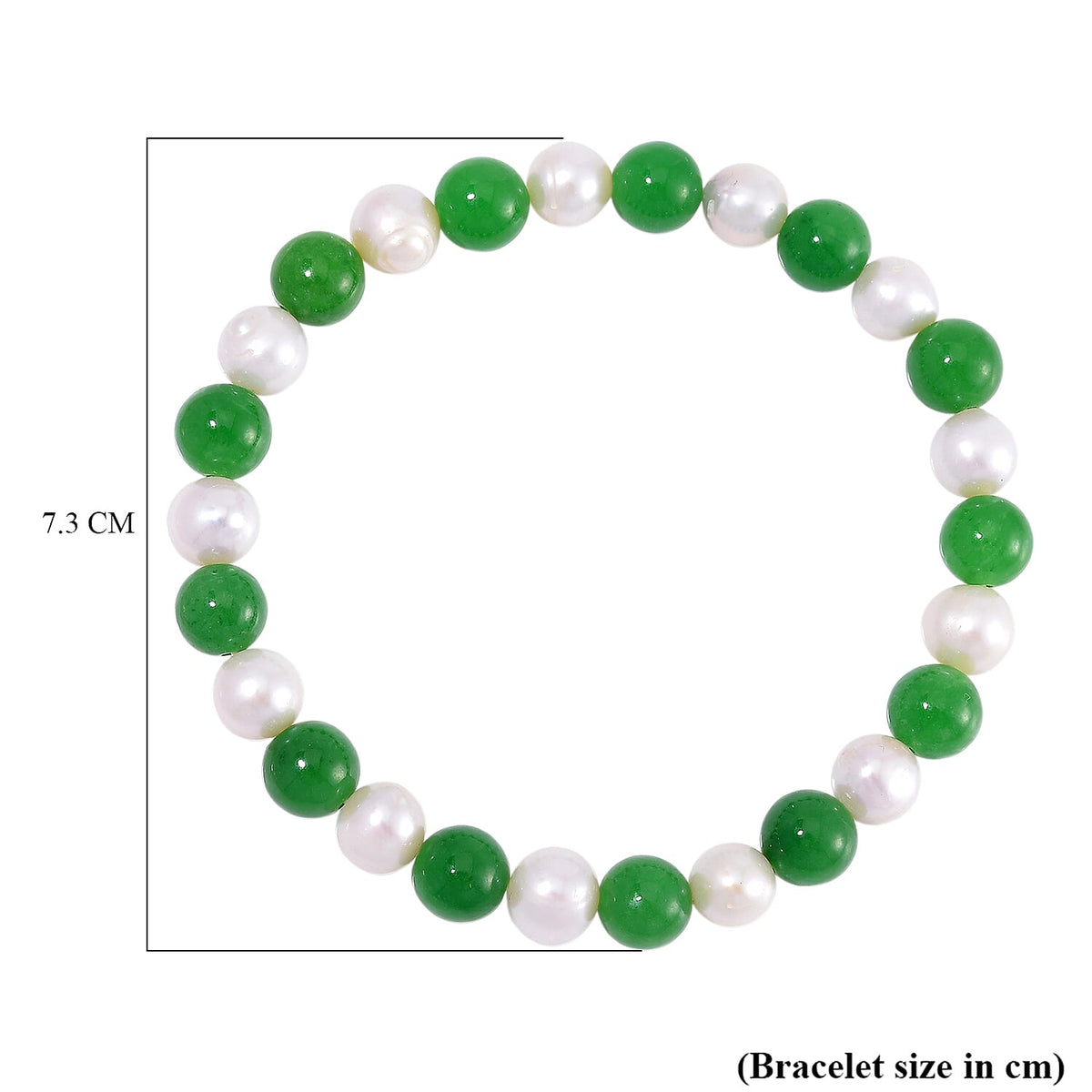Enhanced Green Jade, Fresh Water Pearl Stone Bracelet (Size 7.5 Stretchable) 100.00 Ct. 8125526 3