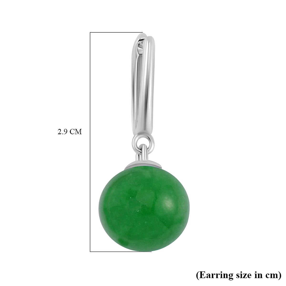 Green Jadeite Jade Half Hoop Ball Earrings in Rhodium Overlay Sterling Silver 23.82 Ct. 7693201 4