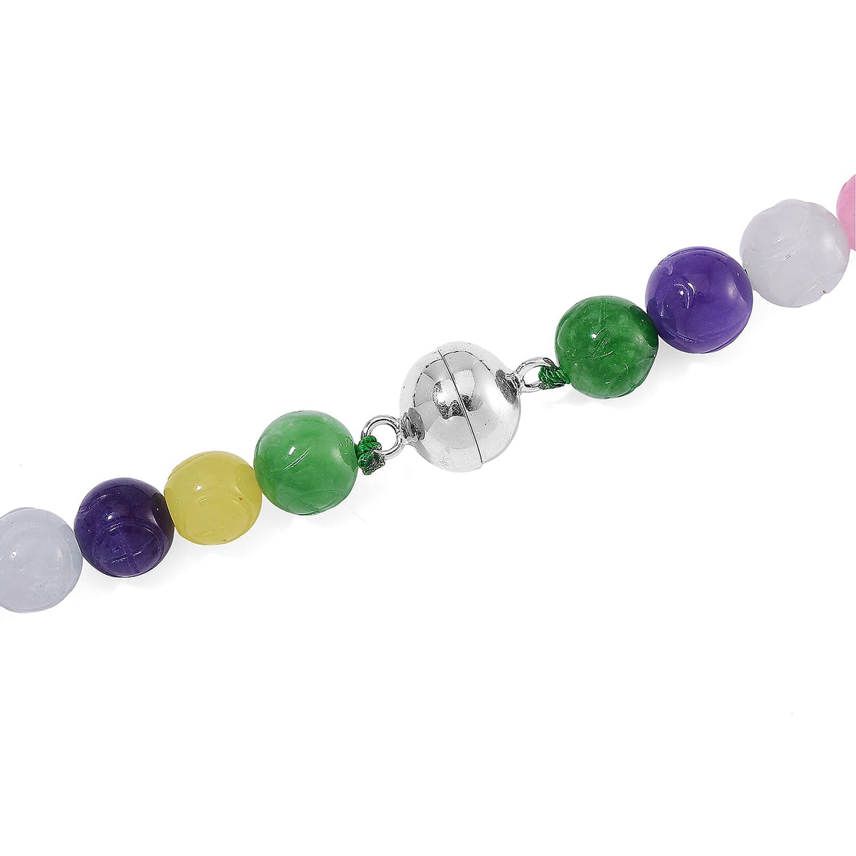 Tucson Find - Green Jade &amp; Multi Colour Jade Necklace (Size - 20) with Magnetic Clasp in Rhodium Overlay Sterling Silver 340.00 Ct. 8193597 5