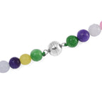 Tucson Find - Green Jade & Multi Colour Jade Necklace (Size - 20) with Magnetic Clasp in Rhodium Overlay Sterling Silver 340.00 Ct.