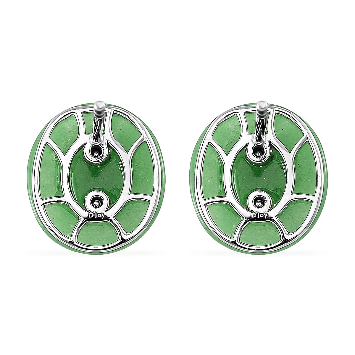 Green Jade, Natural Chrome Diopside &amp; White Zircon Stud Push Post Earring in Rhodium Overlay Sterling Silver 7.65 Ct. 8062471 5