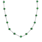 Green Jade Necklace (Size - 18) in Rhodium Overlay Sterling Silver 28.46 Ct.