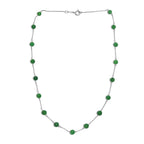 Green Jade Necklace (Size - 18) in Rhodium Overlay Sterling Silver 28.46 Ct.
