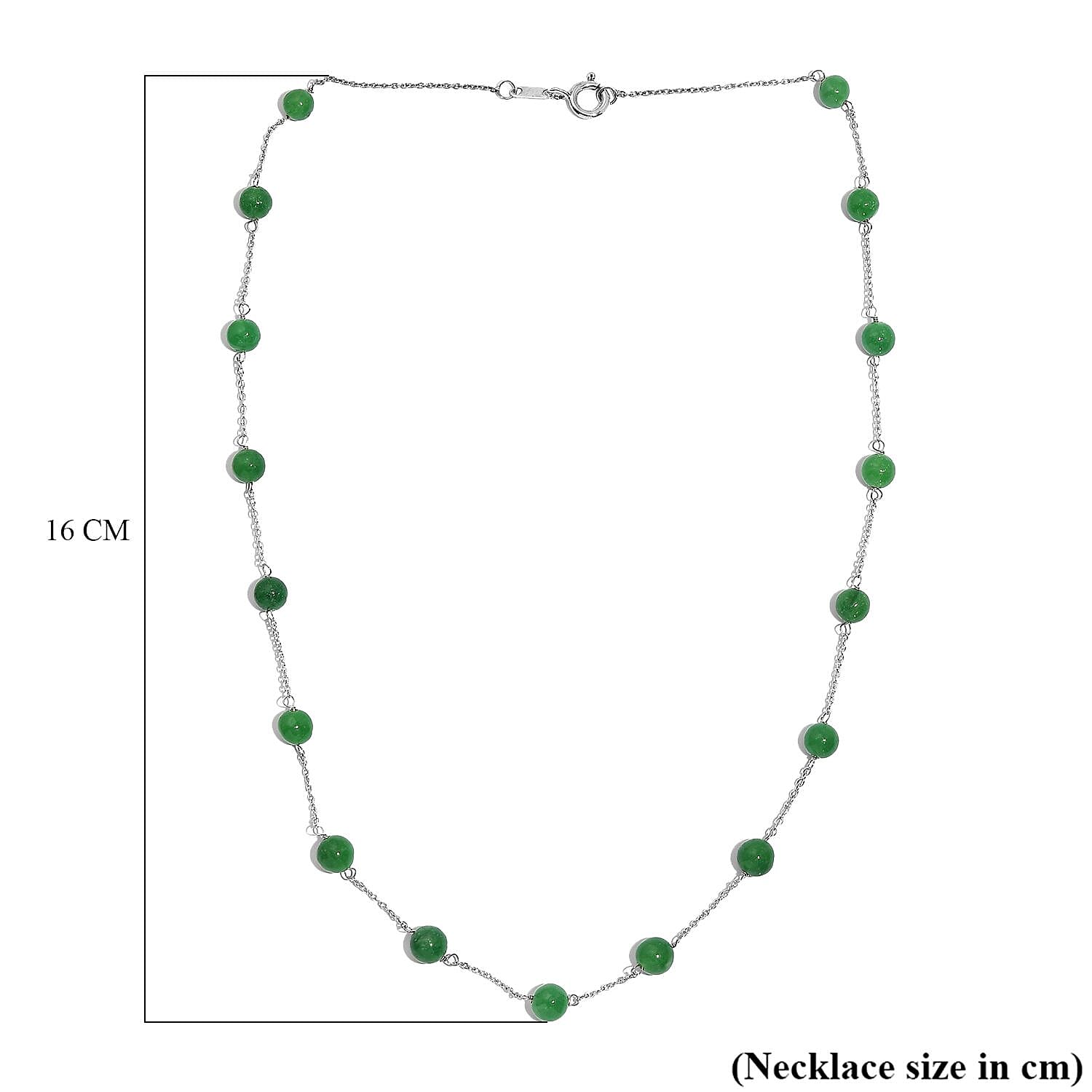 Green Jade Necklace (Size - 18) in Rhodium Overlay Sterling Silver 28.46 Ct. 8036685 5