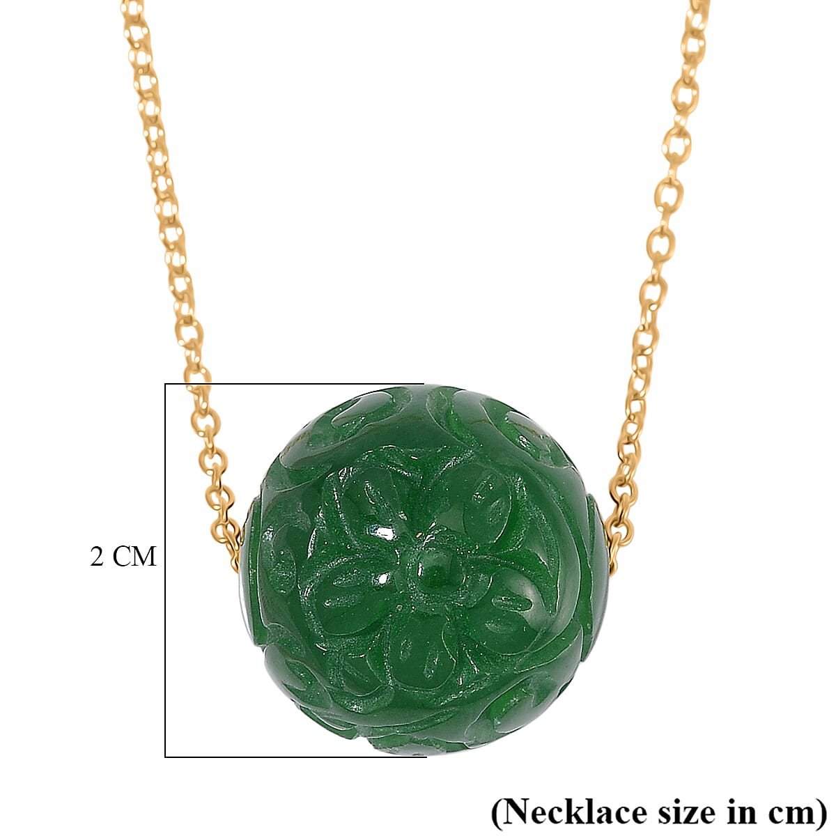 Green Jade Necklace with Lobster Clasp (Size - 20) in Yellow Gold Plated Sterling Silver 50.00 Ct. 8111067 5
