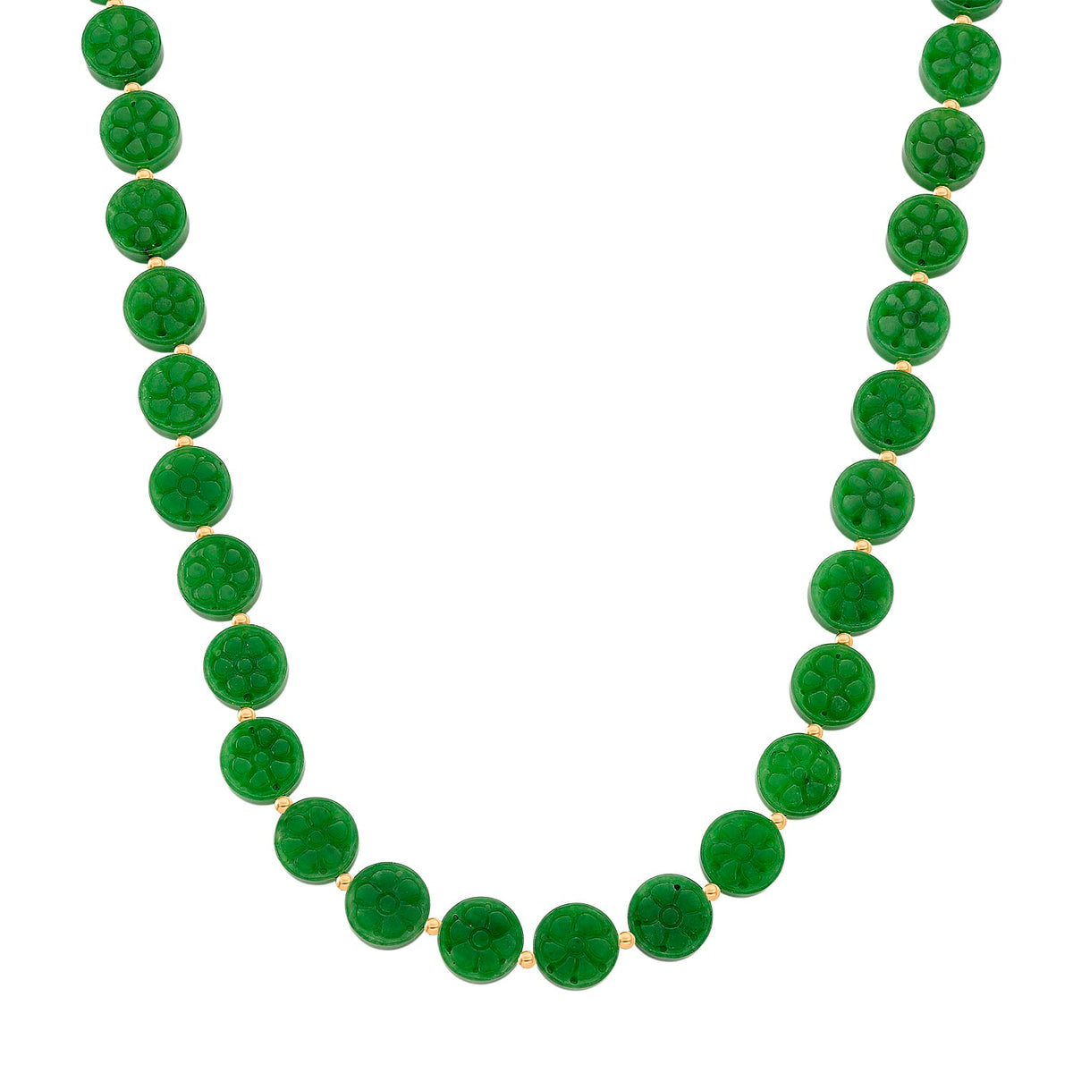 Green Jade Necklace (Size - 20) with Magnetic Clasp in Yellow Gold Plated Sterling Silver 352.00 Ct. 8166558 0
