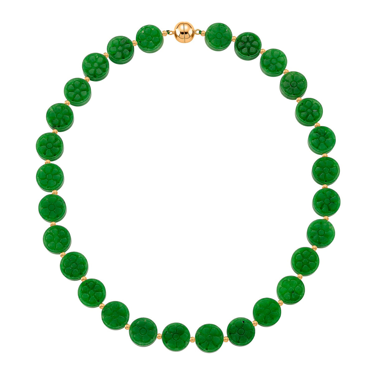 Green Jade Necklace (Size - 20) with Magnetic Clasp in Yellow Gold Plated Sterling Silver 352.00 Ct. 8166558 3