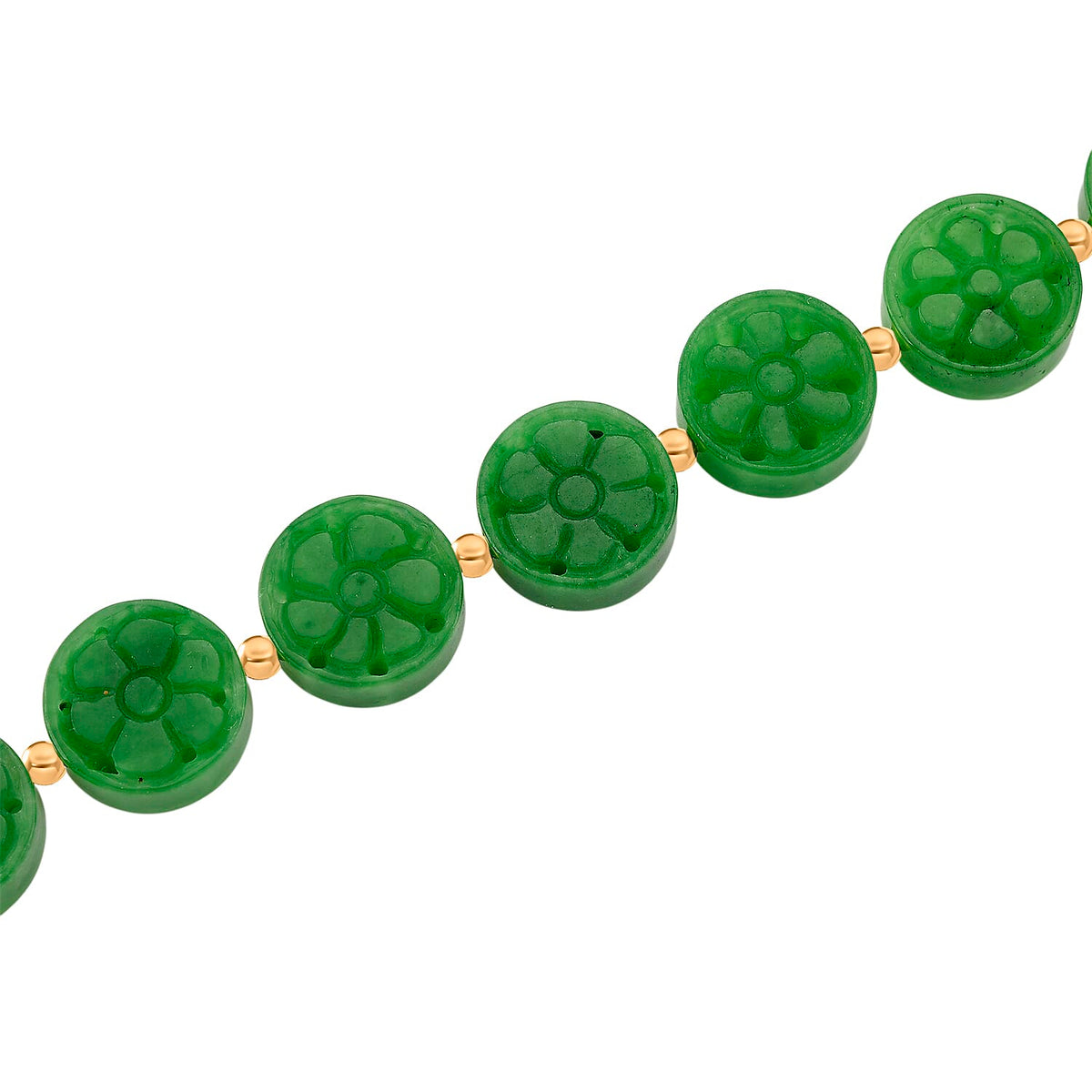 Green Jade Necklace (Size - 20) with Magnetic Clasp in Yellow Gold Plated Sterling Silver 352.00 Ct. 8166558 4