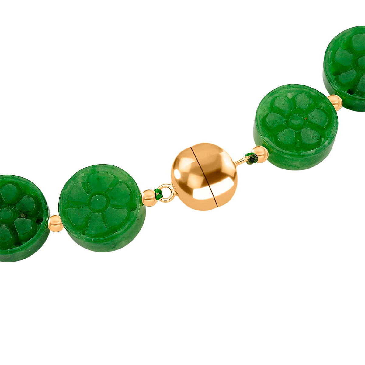 Green Jade Necklace (Size - 20) with Magnetic Clasp in Yellow Gold Plated Sterling Silver 352.00 Ct. 8166558 5