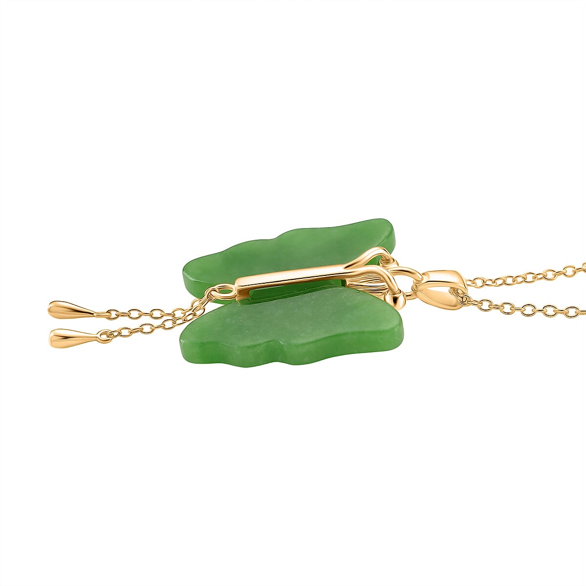 Enhanced Green Jade Butterfly Pendant with Chain (Size - 20) with Lobster Clasp in Yellow Gold Plated Sterling Silver 8151910 3