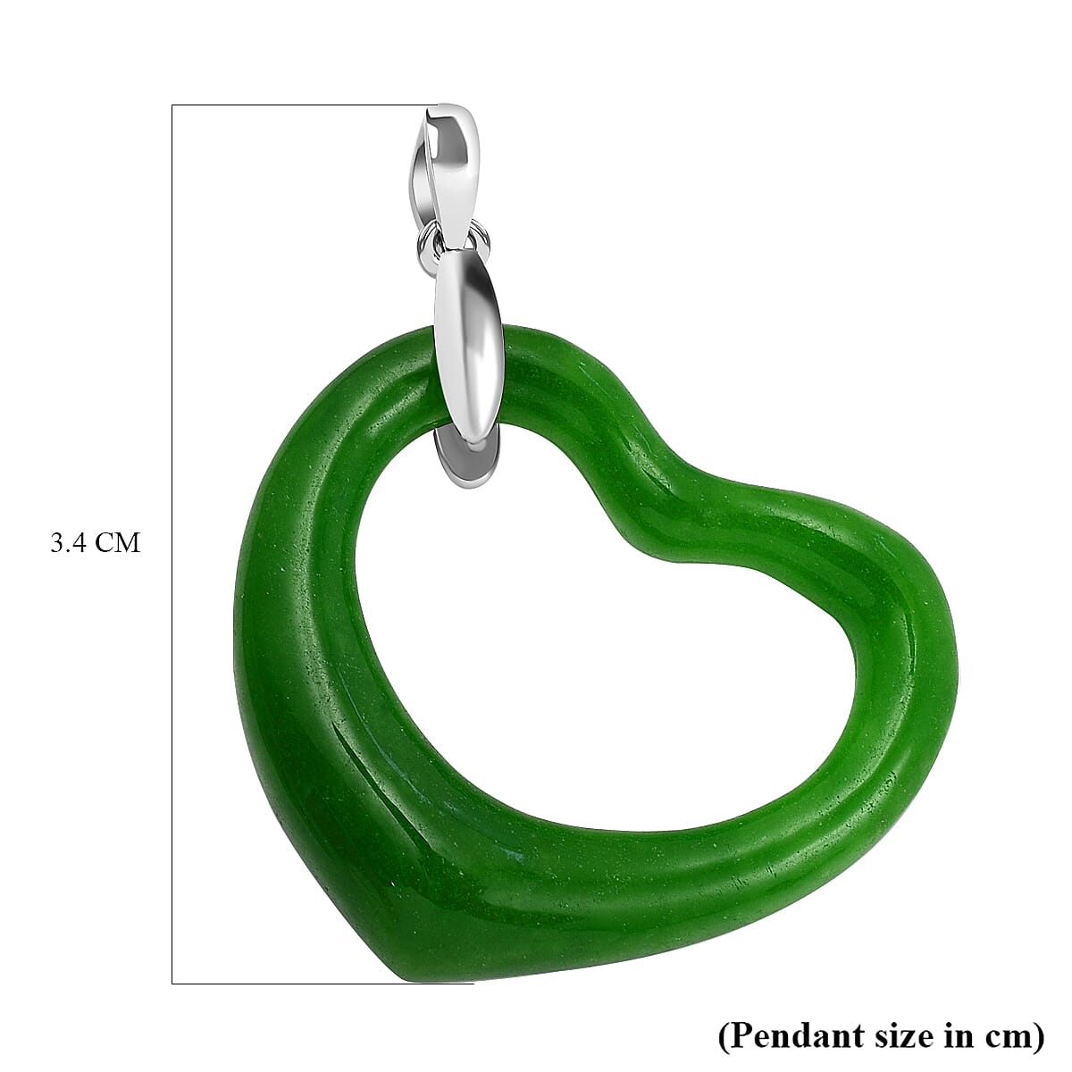 Green Jade Heart Pendant in Rhodium Overlay Sterling Silver 16.00 Ct 7562512 5