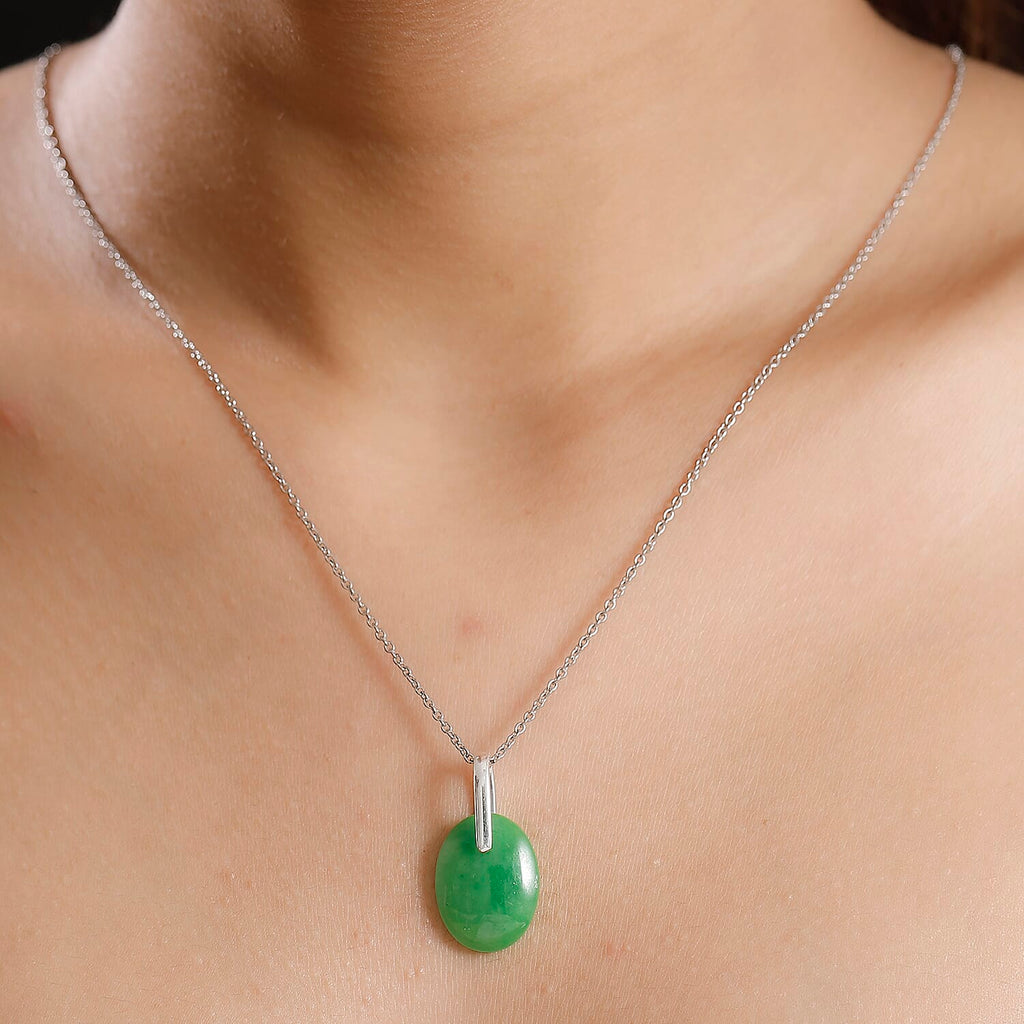 Green Jadeide Pendant with Chain (Size - 20) 26.50 Ct.