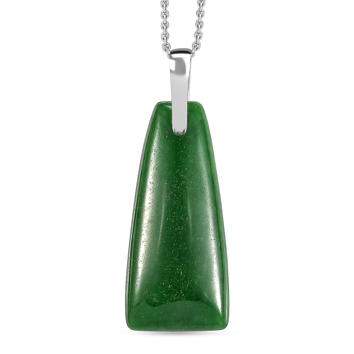 Green Jade Sterling Silver Pendant with Chain (Size - 20) 28.00 Ct. 4322325 0