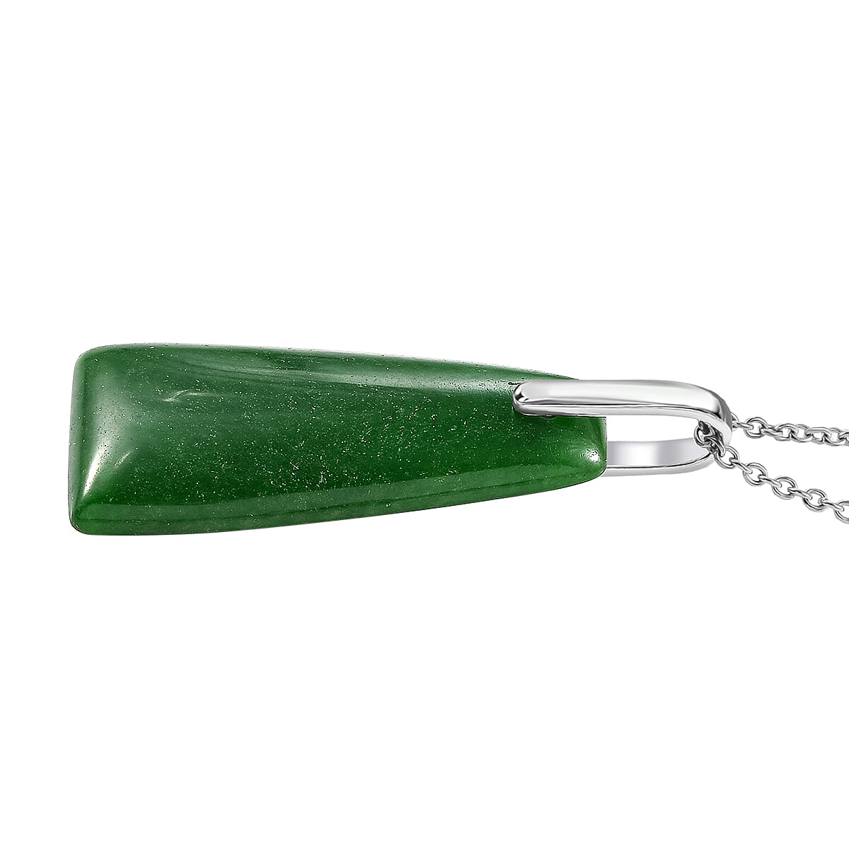 Green Jade Sterling Silver Pendant with Chain (Size - 20) 28.00 Ct. 4322325 4