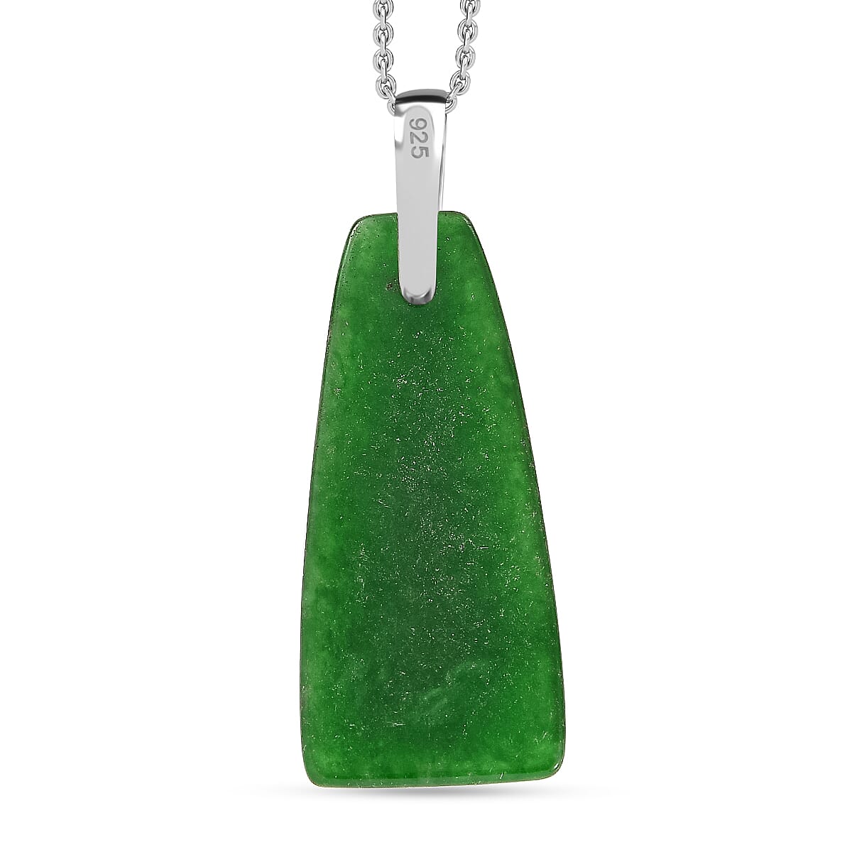 Green Jade Sterling Silver Pendant with Chain (Size - 20) 28.00 Ct. 4322325 5