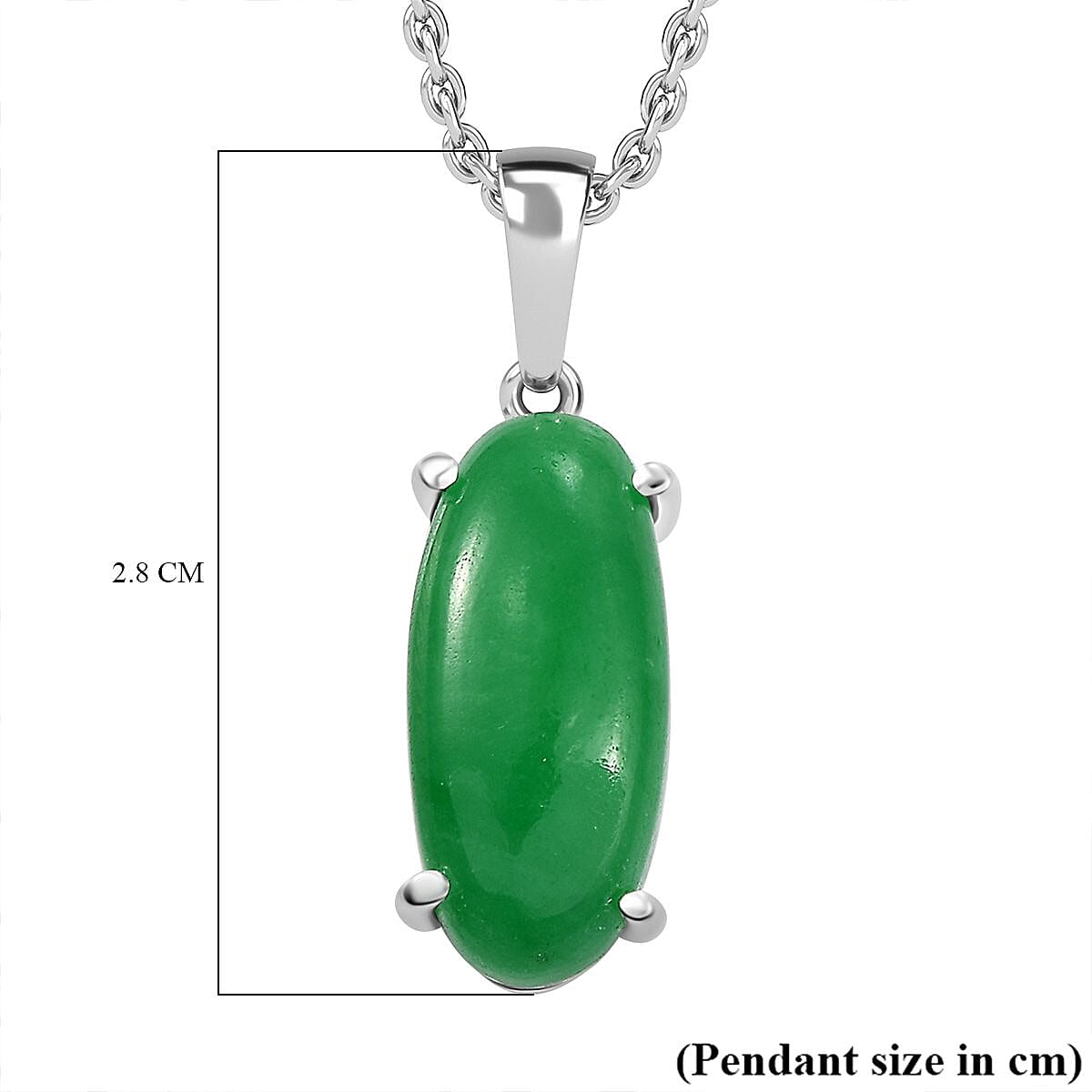 Green Jadeite Sterling Silver Pendant with Chain (Size 20) 6.700  Ct. 4325773 5