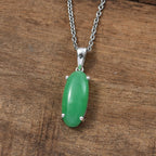Green Jadeite Sterling Silver Pendant with Chain (Size 20) 6.700  Ct.