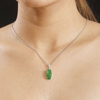 Green Jadeite Sterling Silver Pendant with Chain (Size 20) 6.700  Ct.