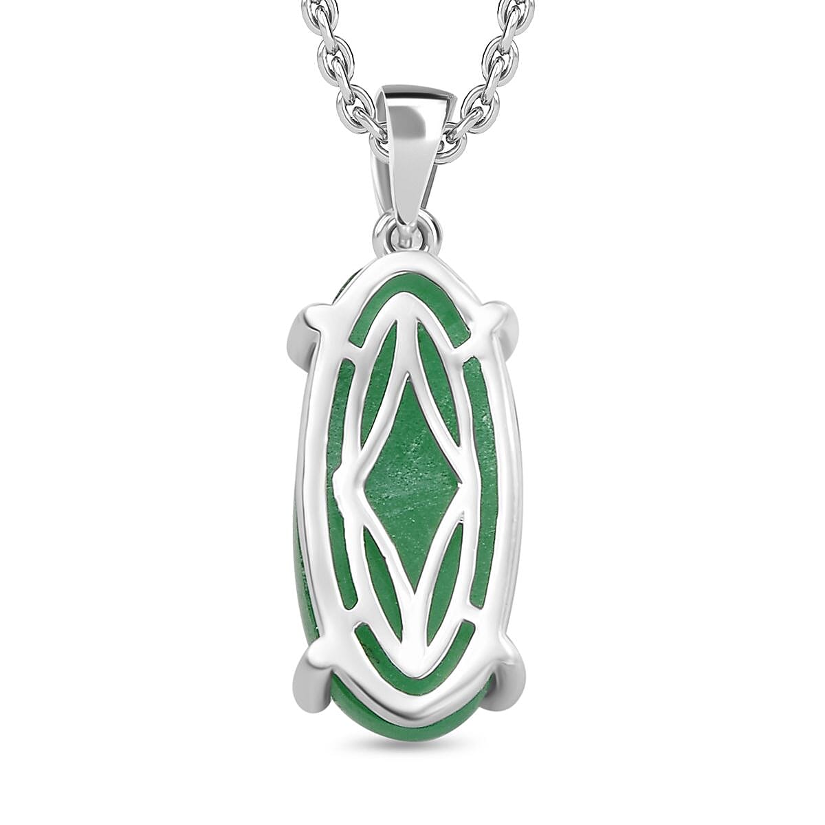 Green Jadeite Sterling Silver Pendant with Chain (Size 20) 6.700  Ct. 4325774 4