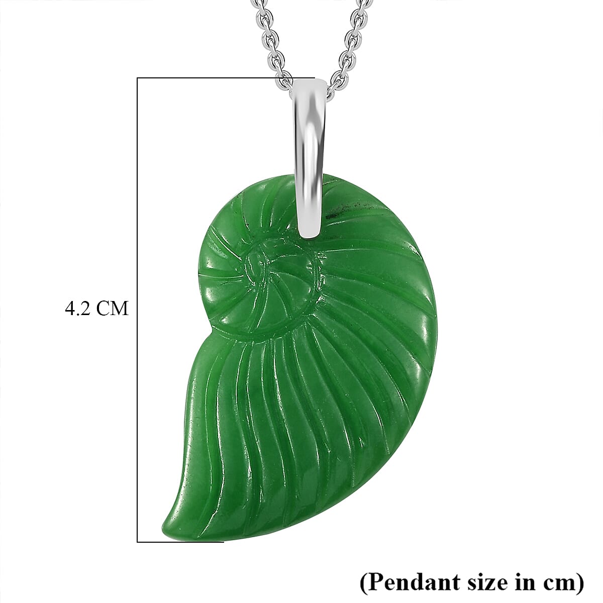 Green Jade Pendant with Chain (Size 20) in Platinum Overlay Sterling Silver  32.000  Ct. 4300027 5