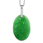 Platinum Overlay Green Jade Pendant with Steel Chain (Size 20) 22.000 Ct.