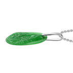 Platinum Overlay Green Jade Pendant with Steel Chain (Size 20) 22.000 Ct.