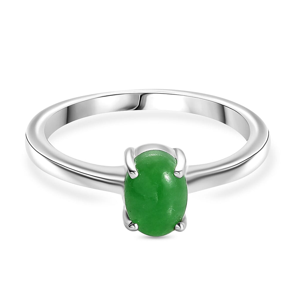 Green Jade Ring in Sterling Silver 1.04 Ct.
