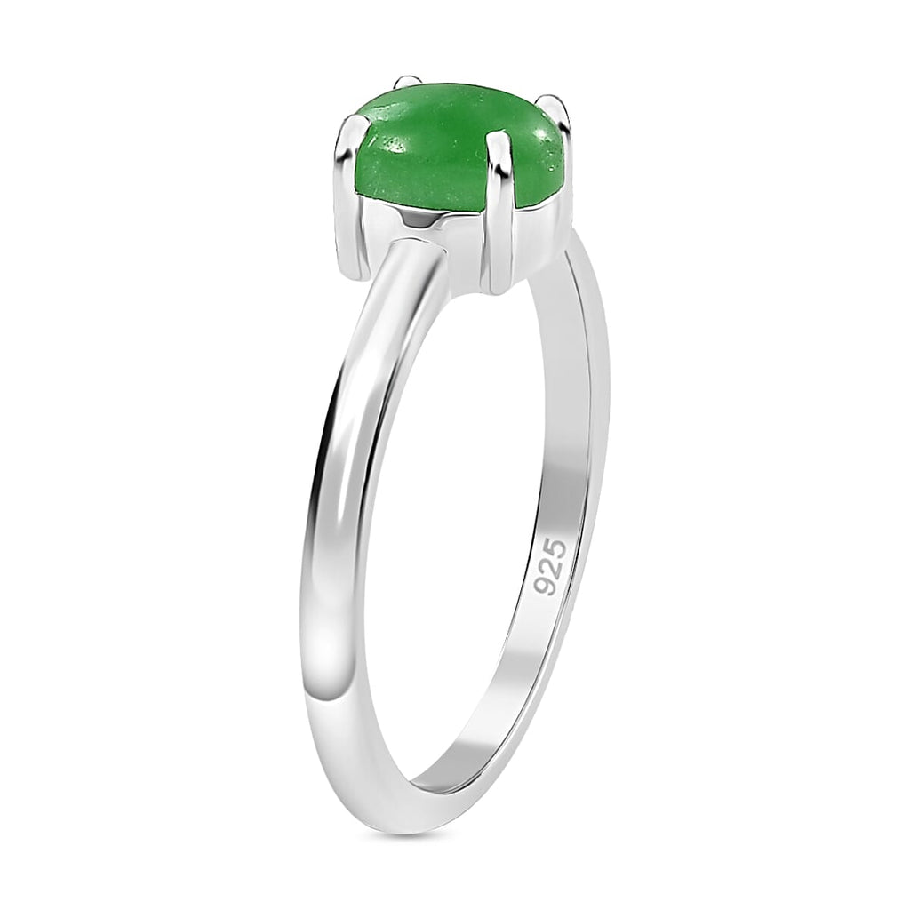 Green Jade Ring in Sterling Silver 1.04 Ct.
