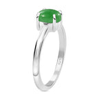 Green Jade Ring in Sterling Silver 1.04 Ct.