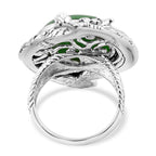 Royal Bali Collection - Green Jade Solitaire Ring in Sterling Silver 15.50 Ct, Silver Wt 11.00 GM