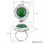 Royal Bali Collection - Green Jade Solitaire Ring in Sterling Silver 15.50 Ct, Silver Wt 11.00 GM